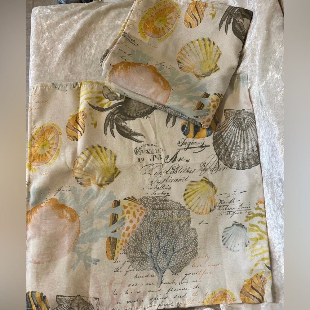 Cloth Napkin - Coastal Shells 8 count